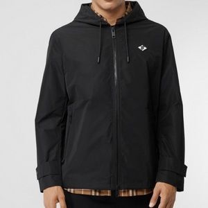 Burberry Logo Graphic Hooded Jacket in Black